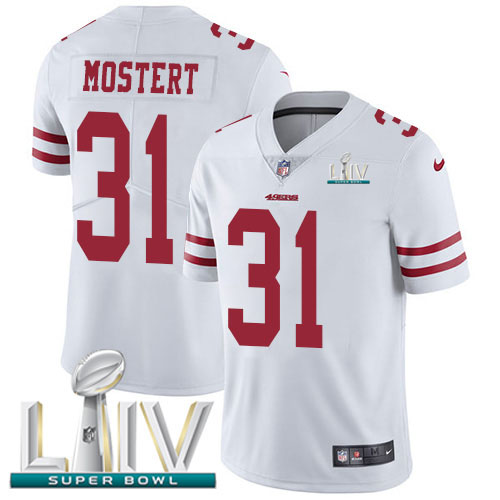 San Francisco 49ers Nike 31 Raheem Mostert White Super Bowl LIV 2020 Men Stitched NFL Vapor Untouchable Limited Jersey